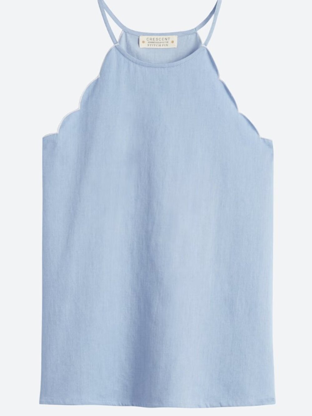 [Crescent] Romee Scallop Trim Chambray Tank Top